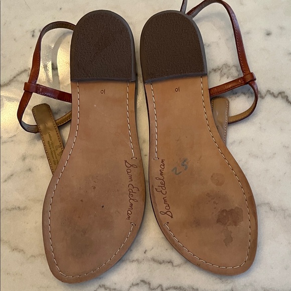 Sam Edelman Brown Leather Gigi T Strap Sandals - Picture 4 of 6